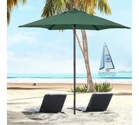 Outsunny Parasol Umbrella 2m – Outdoor Sun Shade with 6 Sturdy Ribs for Balcony & Garden – Green