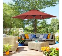 Outsunny 2m Garden Parasol Umbrella, Outdoor Sun Shade with 6 Sturdy Ribs for Balcony, Bench, Garden, Wine Red