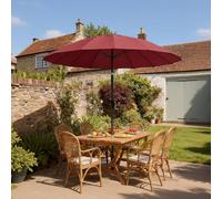 Outsunny 2 m Shanghai Garden Parasol Umbrella with 16 Fibreglass Ribs, Outdoor Parasol Sun Shade with Crank & Tilt, UV Protection, Wine Red