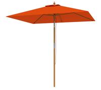 Outsunny 2m x 1.5m Garden Parasol Umbrella with Tilting Sunshade Canopy, Outdoor Market Table Umbrella with Wood and Bamboo Frame, Coffee Orange