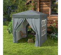 Outsunny 2mx2m Pop Up Gazebo Party Tent Canopy Marquee with Storage Bag Blue - Grey - Steel, Oxford Fabric - 2m x 2m x 2.4m