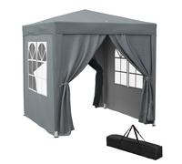 Outsunny 2 x 2 m Garden Pop Up Gazebo, Wedding Party Tent Marquee, Water Resistant Awning Canopy With Sidewalls, Windows, Carry Bag, Grey