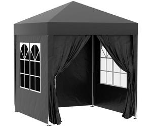 Outsunny 2Mx2M Pop Up Gazebo Party Tent Canopy Marquee With Storage Bag In Black Black