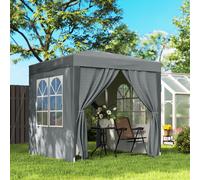 Outsunny 2 x 2 m Garden Pop Up Gazebo, Wedding Party Tent Marquee, Water Resistant Awning Canopy With Sidewalls, Windows, Carry Bag, Grey