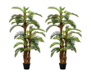 Outsunny 2PC 150cm/5FT Artificial Tropical Fern Tree Decorative Plant