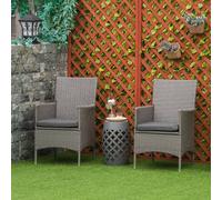 Outsunny 2PC Outdoor Rattan Armchair Wicker Dining Chair Set for Garden Grey
