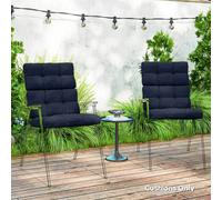 Outsunny 2Pc Outdoor Seat Cushion With Backrest, Ties, For Garden, Dark Blue Dark Blue