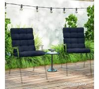 Outsunny 2pc Outdoor Seat Cushions Water Repellent Seat Pads with Backrest and Ties - Dark Blue