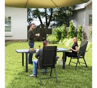 Outsunny Set of Two Folding Aluminium Garden Chairs with Armrests Breathable Mesh Backs - Black, Black