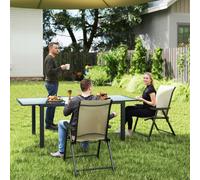 Outsunny 2PCS Folding Chair w/ Breathable Mesh Fabric Seat, Black - Steel, Breathable Mesh Fabric - 56W x 73D x 97H cm - Dark Brown