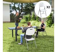 Outsunny 2Pcs Folding Chair With Steel Frame, Garden Chair Set, White