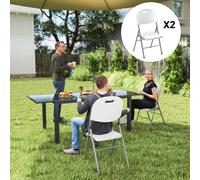 Outsunny 2Pcs Folding Chair With Steel Frame, Garden Chair Set, White White