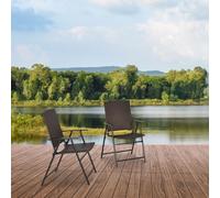 OUTSUNNY 2pcs Folding Garden Chair Rattan Bistro Set with Armrest for Outdoor Steel Frame in Brown Outsunny Brown