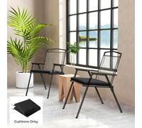 Outsunny 2Pcs Garden Chair Cushions, Waterproof Seat Pads - Black