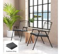 Outsunny 2Pcs Garden Chair Cushions, Waterproof Seat Pads, Dark Grey