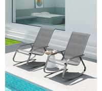 Outsunny 2Pcs Garden Rocking Chairs With Armrests, High Back, Grey