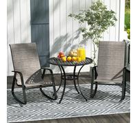 Outsunny 2Pcs Garden Rocking Chairs With Armrests, High Back, Light Brown