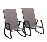 2PCS Garden Rocking Chairs with Armrests, High Back, Light Brown Outsunny Light Brown One Size