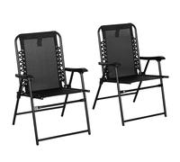 Outsunny 2Pcs Outdoor Patio Folding Chairs - Portable Garden Loungers Black | TJ Hughes