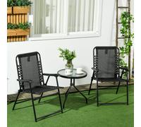 Outsunny 2Pcs Outdoor Patio Folding Chairs, Portable Garden Loungers Grey - Black