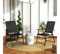 Outsunny 2pcs Rattan Chair Foldable Garden Furniture w/ Armrest Brown