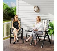 Outsunny 2Pcs Rattan Folding Chair W/ 5-Position Adjustable Backrest, Black