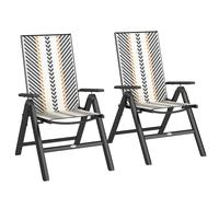 2PCs Rattan Folding Chair w/ 5-Position Adjustable Backrest Outsunny Black One Size