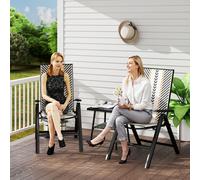 Outsunny 2PCs Rattan Folding Chair w/ 5-Position Adjustable Backrest, Black, Black