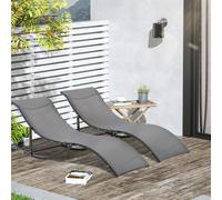 OUTSUNNY 2pcs S-shaped Lounge Chair Sun Lounger Foldable Reclining Sleeping Bed in Grey Outsunny Grey