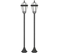 Outsunny 2Pcs Solar Torch Led Lights Post Lamp Outdoor Garden Decoration Auto On/off In Black Black