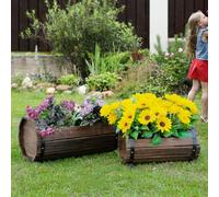 Outsunny 2Pcs Wooden Flower Plant Pot Outdoor Plant Box With Solid Wood