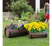 Outsunny 2PCs Wooden Flower Plant Pot Outdoor Plant Box with Solid Wood