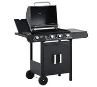 Outsunny 3+1 Burner Gas BBQ Grill with Wheels 110L x 50W x 100Hcm Black