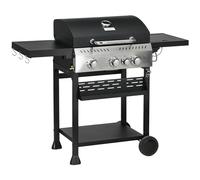 Outsunny 3+1 Gas Burner Grill 11.5 kW with Wheels Warming Rack Black
