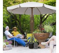 Outsunny 3.3(m) Garden Parasol Umbrella, Outdoor Sun Shade Canopy with 8 Bamboo Ribs, Ruffles and 4.7 cm Wood Pole, Cream White - Cream White - 325cm x 325cm x 250cm