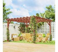OUTSUNNY 3.3 x 3.3(m) Wooden Pergola Kit, Graden Pergola Gazebo in Brown Outsunny Brown