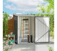 Outsunny 3.3ft x 3.4ft Outdoor Storage Shed Steel Garden Shed w/ Lockable Door - Grey - Steel - 100cm x 103cm x 160cm