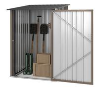 Outsunny 3.3Ft X 3.4Ft Outdoor Storage Shed Steel Garden Shed W/ Lockable Door In Brown Brown