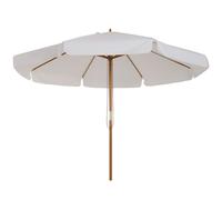 Outsunny 3.3(m) Garden Parasol Umbrella, Outdoor Sun Shade Canopy with 8 Bamboo Ribs, Ruffles and 4.7 cm Wood Pole, Cream White - Cream White - 325cm x 325cm x 250cm