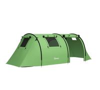 Outsunny Four Man Duo Room Tunnel Tent - Green, none