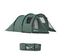 Outsunny 3-4 Persons Tunnel Tent, Two Room Camping Tent w/ Windows, Green