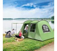 Outsunny 3-4 Man Tunnel Tent With Sewn In Floor, 3000Mm Waterproof In Green Green