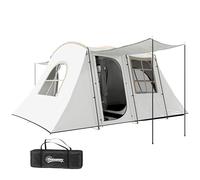Outsunny 3-4 Man Tunnel Tent with Sewn in Floor, 3000mm Waterproof, Khaki