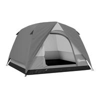 Outsunny 3-4 Person Camping Tent, Easy Set Up 3-4 Man Tent w/ Sewn-in Groundsheet, Waterproof Dome Tent w/ Mesh Windows, Grey