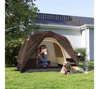 Outsunny 3-4 Person Camping Tent, Waterproof Tent, Brown