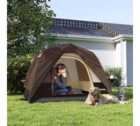 Outsunny 3-4 Person Camping Tent, Easy Set Up 3-4 Man Tent w/Sewn-in Groundsheet, Waterproof Dome Tent w/Mesh Windows, Pocket and Hook for Camping, Hiking, Backpacking, Brown