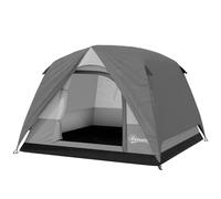 Outsunny 3-4 Person Camping Tent, Waterproof Tent In Dark Grey Dark Grey
