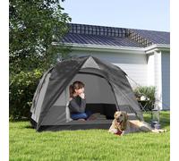 Outsunny 3-4 Person Camping Tent, Easy Set Up 3-4 Man Tent w/Sewn-in Groundsheet, Waterproof Dome Tent w/Mesh Windows, Pocket and Hook for Camping, Hiking, Backpacking, Dark Grey