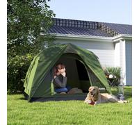 Outsunny 3-4 Person Camping Tent, Easy Set Up 3-4 Man Tent w/Sewn-in Groundsheet, Waterproof Dome Tent w/Mesh Windows, Pocket and Hook for Camping, Hiking, Backpacking, Olive Green and Grey