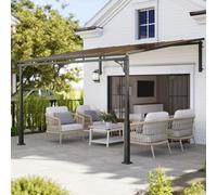 Outsunny 3.4 X 3 M Metal Lean-To Hardtop Gazebo, Wall-Mounted Pergola